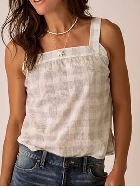 Carve Designs Liv Textured Plaid Square-Neck Tank NWT